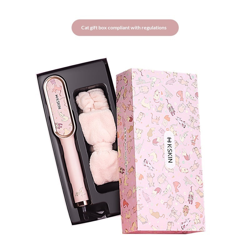 Hair Straightener Curling Iron CatThemed Gift Set Smoothing Hair Straightening Comb by DigestWell Co.