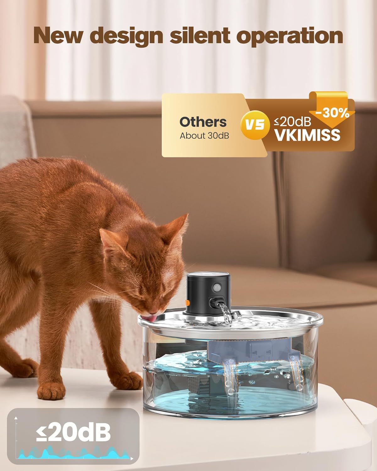 Stainless Steel Wireless Smart Pet Automatic Water Fountain by DigestWell Co.