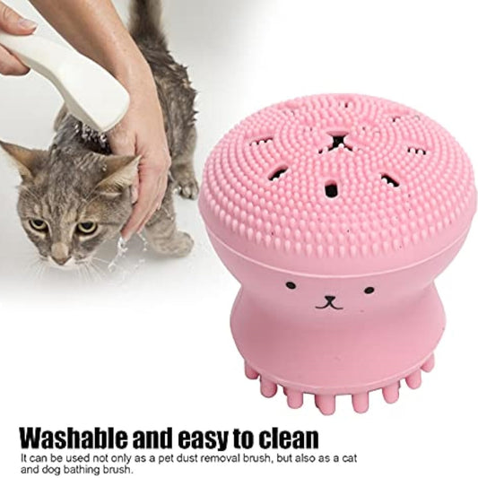 Dog Bath Brush Cat Rubber Soft Foaming Bath Brush Shower Scrubber With Shampoo Dispenser by DigestWell Co.