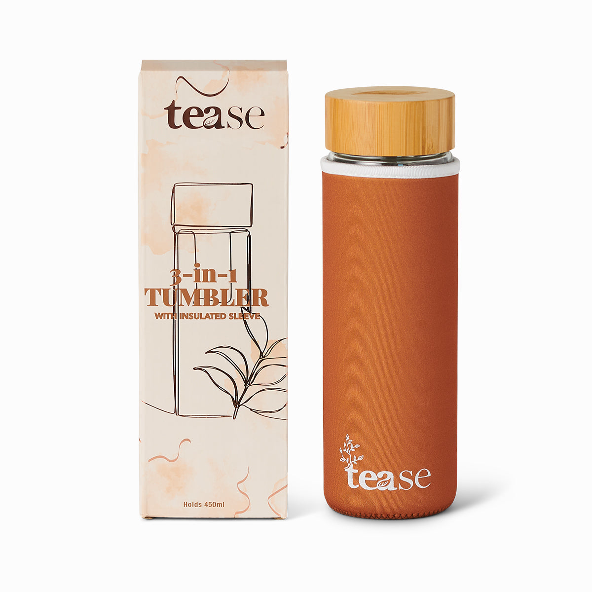 3 in 1 Sustainable Glass and Bamboo Tea Tumbler by Tease - Tea Inspired Wellness & Beauty