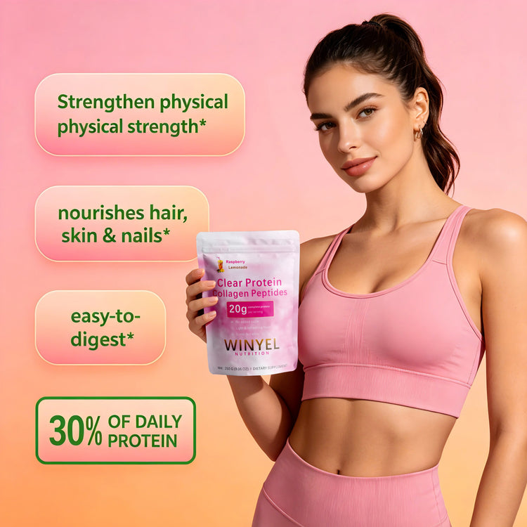 WINYEL Nutrition Clear Protein Collagen Peptides, Raspberry Lemonade, 20g Protein, Zero Sugar, Grass-Fed Whey, 250g by DigestWell Co.