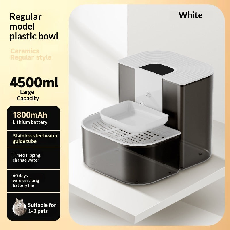 Thermostatically Controlled Plug-Free Pet Water Fountain With Automatic Tilting Feature Flowing Water by DigestWell Co.
