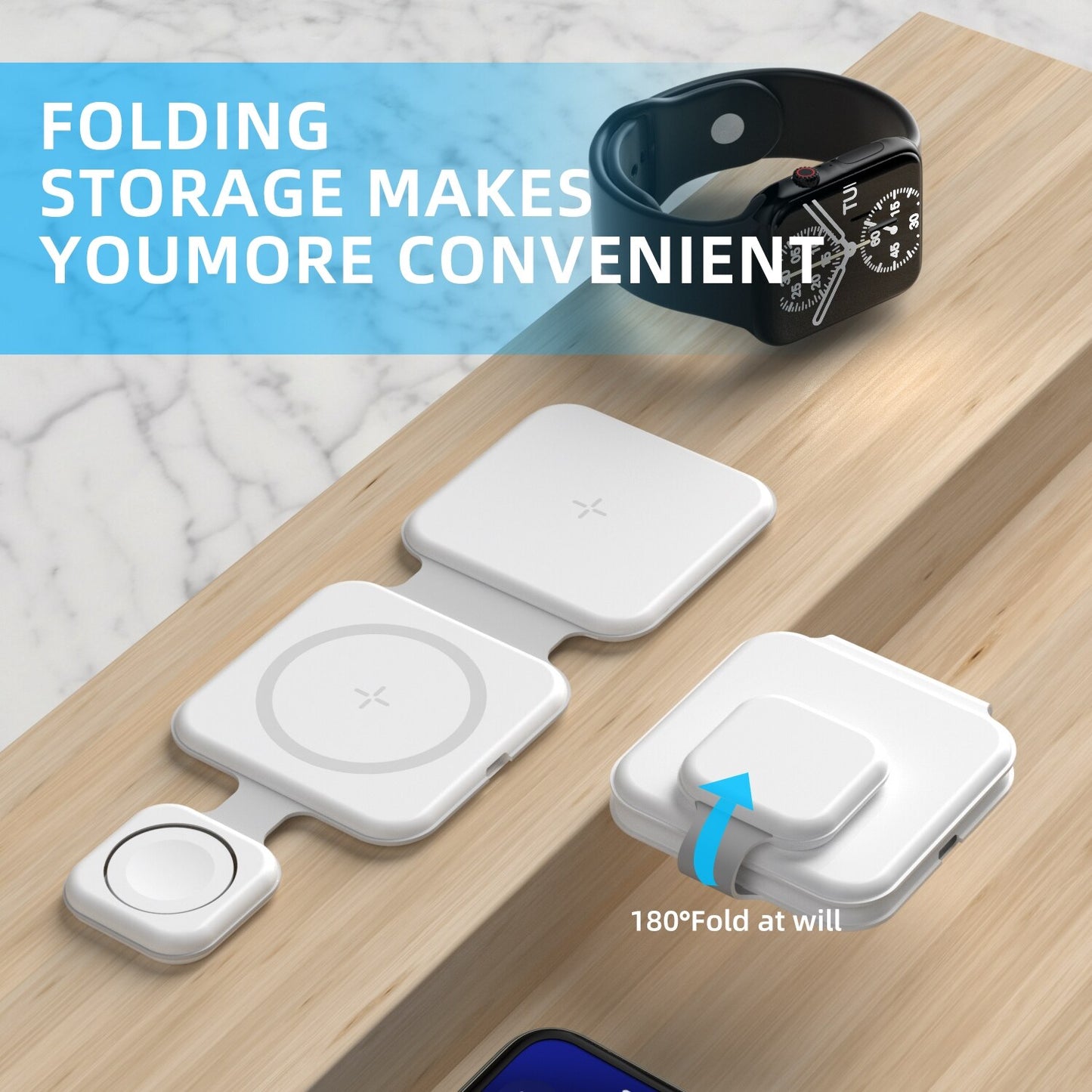 3 In 1 Magnetic Foldable Wireless Charger Charging Station Multi-device Folding Cell Phone Wireless Charger Gadgets by DigestWell Co.