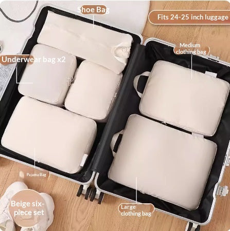 Compressible Travel Storage Bags Set - 6-Piece Luggage Organizers For Compartmentalized Packing Cubes by DigestWell Co.