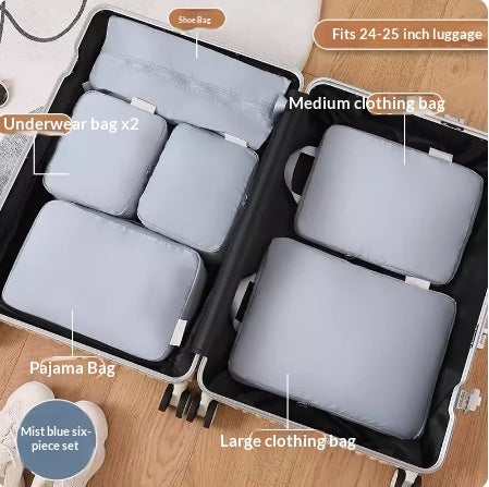 Compressible Travel Storage Bags Set - 6-Piece Luggage Organizers For Compartmentalized Packing Cubes by DigestWell Co.