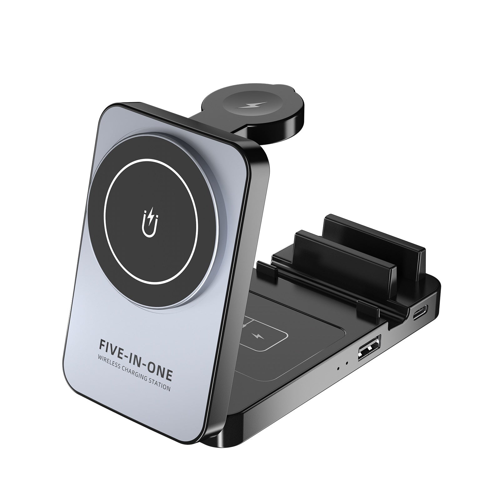 5-in-1 Multifunctional Wireless Charging Station With A Foldable Magnetic Holder For Your Desk by DigestWell Co.