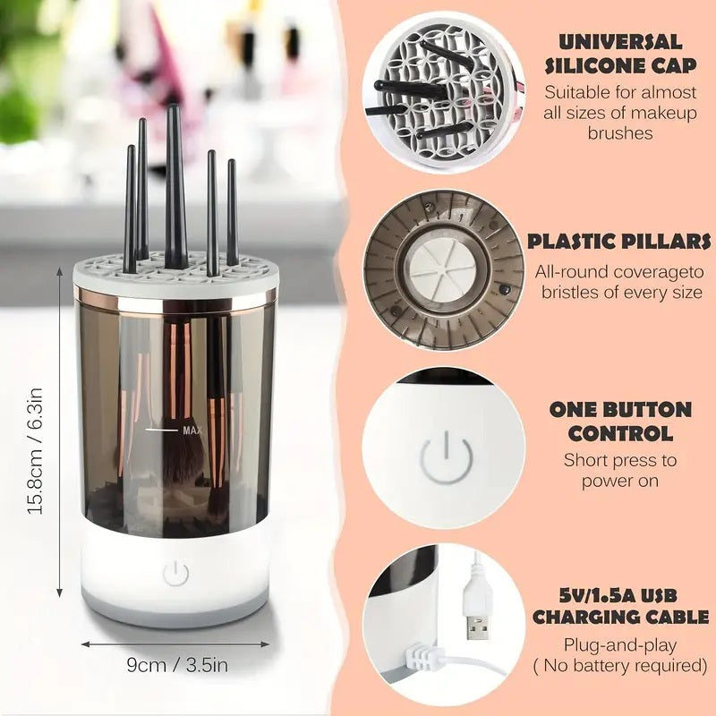 Makeup Brush Cleaner Automatic Rotating Makeup Brush Cleaner USB Portable Electric Cosmetic Makeup Brush Rotary Washing Machine by DigestWell Co.