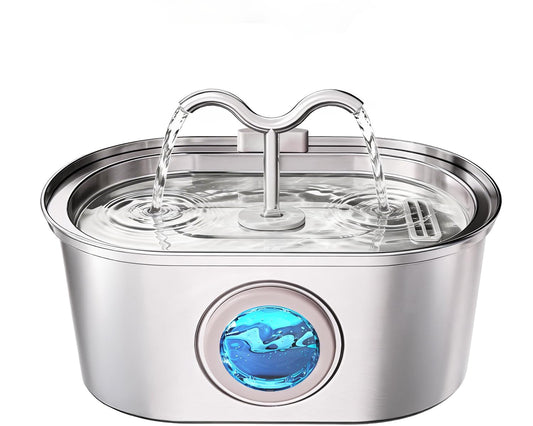 Stainless Steel Cat Water Fountain, 108oz-3.2L Pet Water Fountain For Cats Indoor, With Dual Spouts For Multiple Cats, Ultra-Quiet Automatic Dog Water Dispenser by DigestWell Co.
