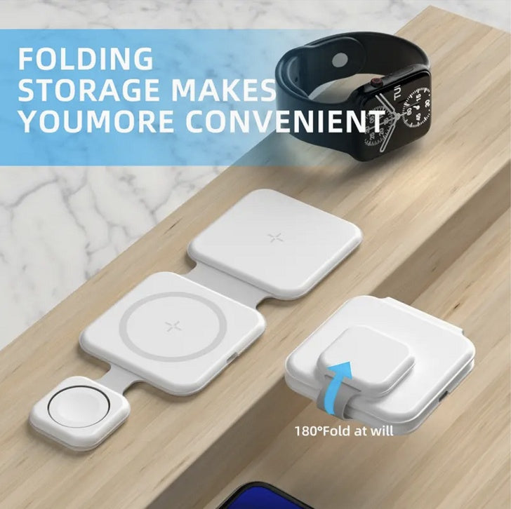 3 In 1 Magnetic Foldable Wireless Charger Charging Station Multi-device Folding Cell Phone Wireless Charger Gadgets by DigestWell Co.