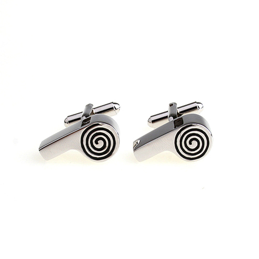 Cufflinks with spiral design on a white background