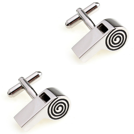 Cufflinks with spiral design on a white background