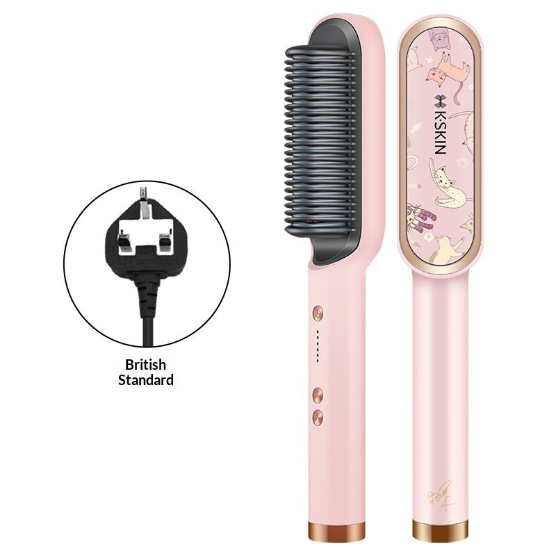 Hair Straightener Curling Iron CatThemed Gift Set Smoothing Hair Straightening Comb by DigestWell Co.