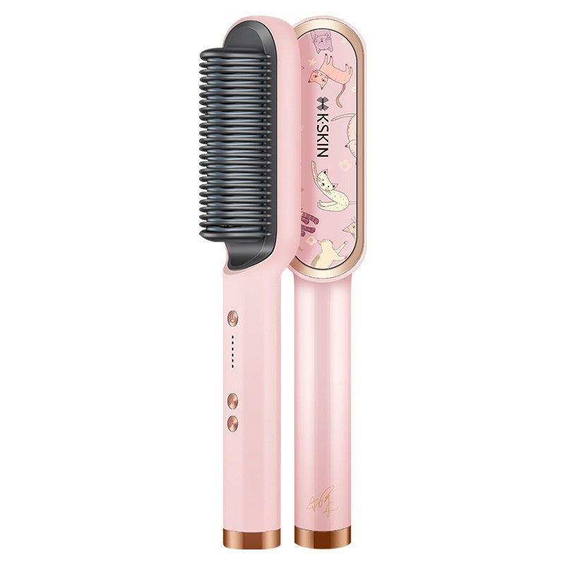 Hair Straightener Curling Iron CatThemed Gift Set Smoothing Hair Straightening Comb by DigestWell Co.