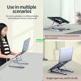 YYLM Aluminum Laptop Stand — Portable Foldable Cooling Riser for MacBook & Notebooks by DigestWell Co.