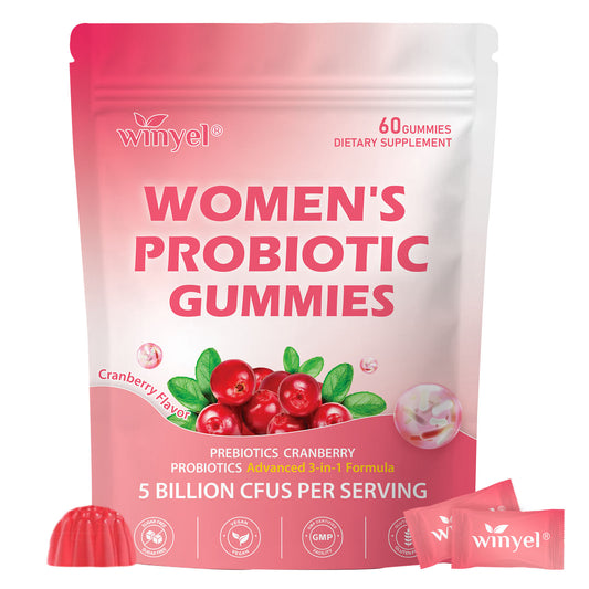 Women's Probiotic Gummies Cranberry Flavor 60 Vegan Gummies Per Pack For Intimate Health PH Balance & Freshness Support Individually Packaged For Convenience - Healthcare, Dietary