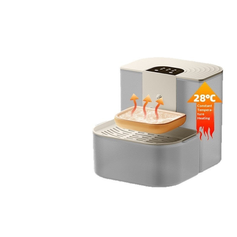 Thermostatically Controlled Plug-Free Pet Water Fountain With Automatic Tilting Feature Flowing Water by DigestWell Co.
