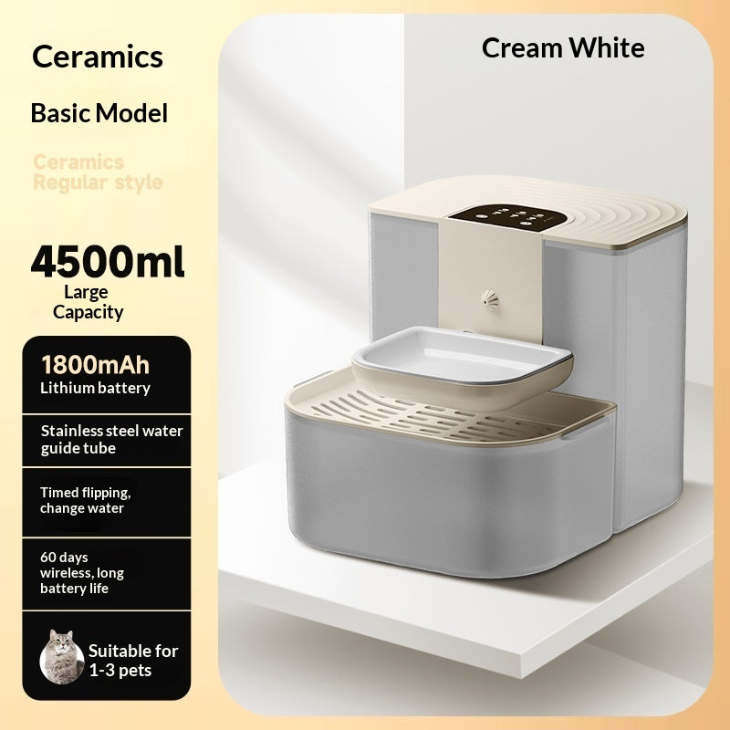 Thermostatically Controlled Plug-Free Pet Water Fountain With Automatic Tilting Feature Flowing Water by DigestWell Co.