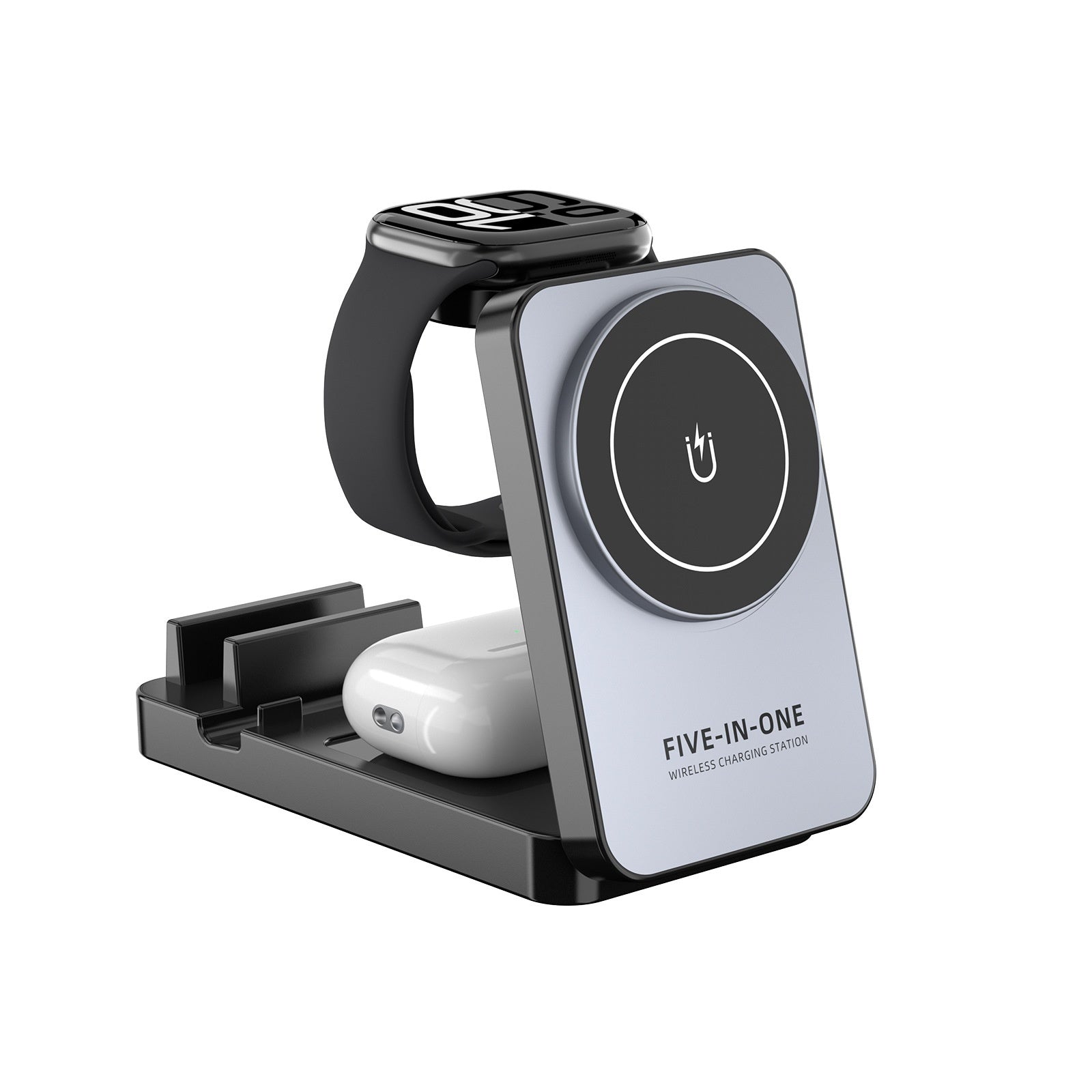 5-in-1 Multifunctional Wireless Charging Station With A Foldable Magnetic Holder For Your Desk by DigestWell Co.