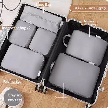 Compressible Travel Storage Bags Set - 6-Piece Luggage Organizers For Compartmentalized Packing Cubes by DigestWell Co.