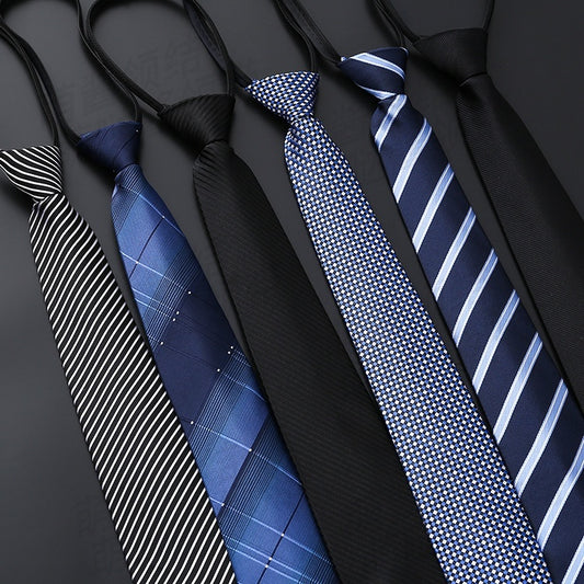 Mens Business Formal Zipper Tie With Blue Stripes