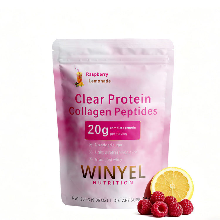 WINYEL Nutrition Clear Protein Collagen Peptides, Raspberry Lemonade, 20g Protein, Zero Sugar, Grass-Fed Whey, 250g by DigestWell Co.