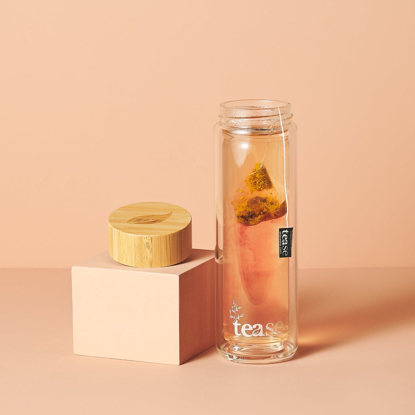 3 in 1 Sustainable Glass and Bamboo Tea Tumbler by Tease - Tea Inspired Wellness & Beauty