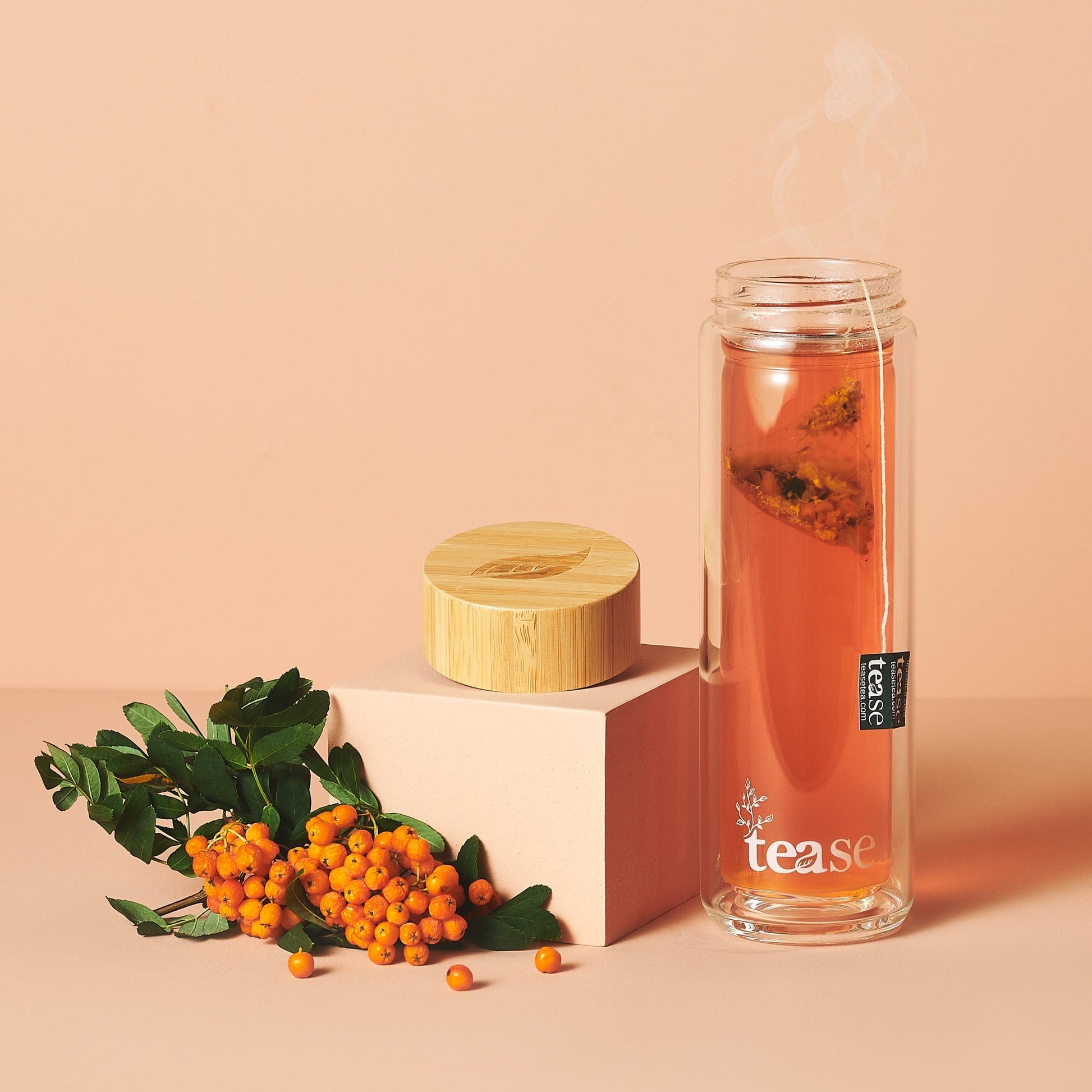 3 in 1 Sustainable Glass and Bamboo Tea Tumbler by Tease - Tea Inspired Wellness & Beauty